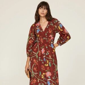 Cara Cara Ginger Dress in Ophelia Floral Maroon